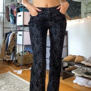 Platinum Chicos Vintage Navy Patterned Velvet Pants